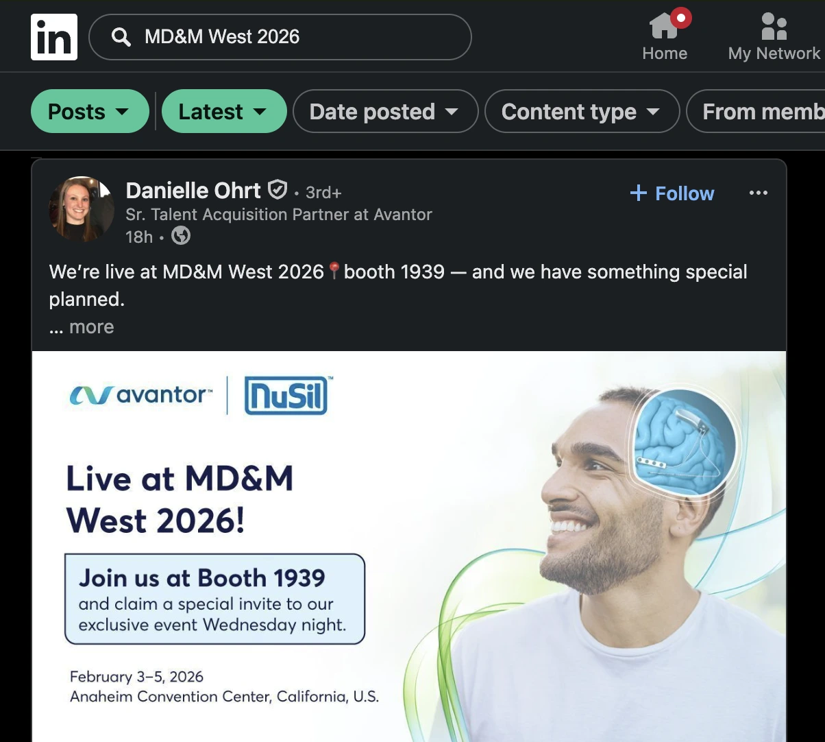 LinkedIn search results for event search